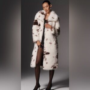 NVLT Faux Fur Cow Print Coat Jacket Women’s M Black White NWT MSRP $198